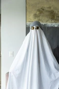 Ghost with sparkling hat, ghost with sheet and sunglasses with halloween theme Stock Photos