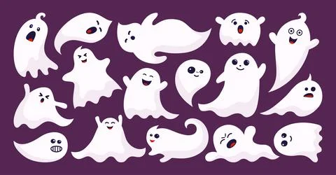 Ghost spook horror cartoon set Halloween vector Stock Illustration