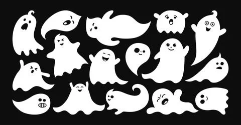 Ghost spook horror silhouette set Halloween vector Stock Illustration