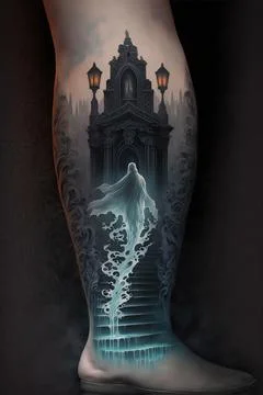 Ghost step tattoo Stock Illustration