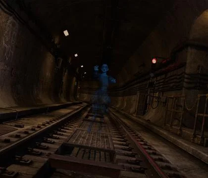 Ghost in subway tunnel Stock Illustration
