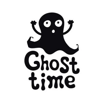 Ghost time. Halloween theme. Handdrawn lettering phrase. Design element for Stock Illustration