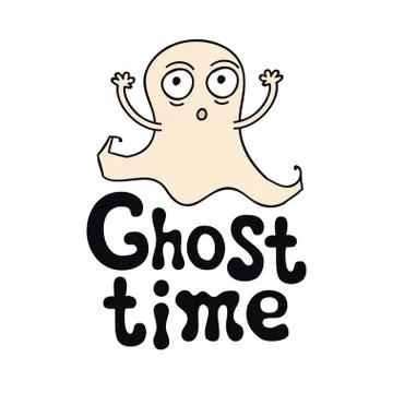 Ghost time. Halloween theme. Handdrawn lettering phrase. Design element for Stock Illustration