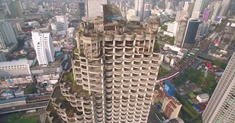 The Ghost Tower Abandoned Condominium In Sathorn district, Bangkok, Thailand, Video stock 79703498