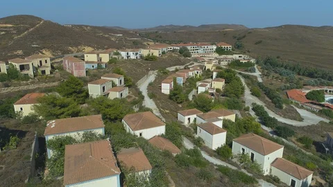 Ghost town with empty hotels and villas in Limnos, Greece Stock Footage 115731098