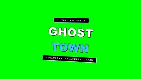 Ghost Town Flat 40% Off Halloween Green Screen 4K Sale Title Video stock 345819076
