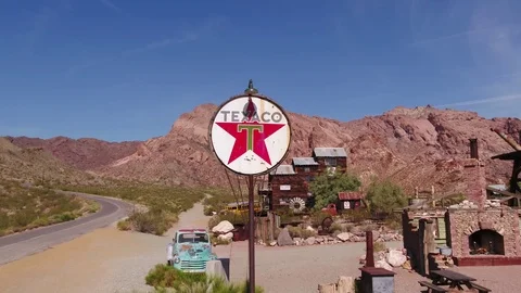 Ghost Town at Nelson Nevada Drone Aerials 2 Stock Footage 77079209
