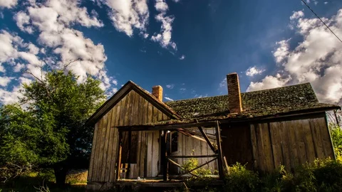 Ghost Town Old House Time Lapse FULL HD Stock Footage 128203757