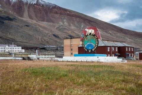 Ghost town Pyramiden in Svalbard Stock Photos