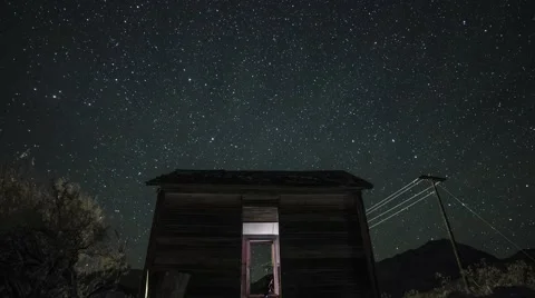 Ghost Town Shack Time Lapse, Stars 動画素材 52273707