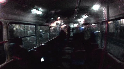 Ghost Tram at night Stockbeeldmateriaal 69957690