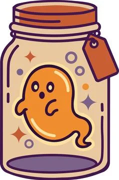 Ghost trapped inside magic glass jar icon Stockillustratie