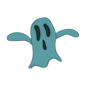 Ghost on a white background. Vector graphics. Hand drawing Stock Illustration