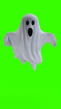 Ghost in a white sheet with green background Stock Illustration
