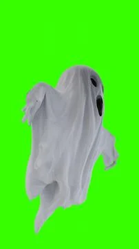 Ghost in a white sheet with green background Stock Illustration