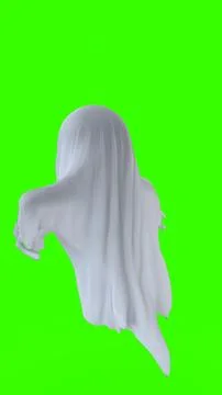 Ghost in a white sheet with green background 스톡 일러스트