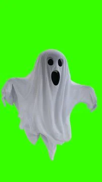 Ghost in a white sheet with green background Stock Illustration