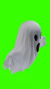 Ghost in a white sheet with green background Stock Illustration
