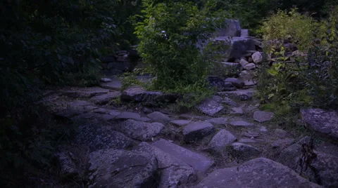 Ghost of a young woman in the forest. ghost of the ancient ruins. halloween Stock Footage 67239865