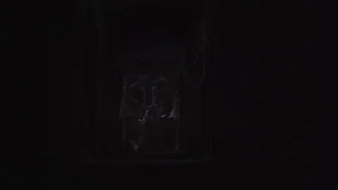 Ghost zombie bride walking in haunted hallway at night Stock Footage 314000999