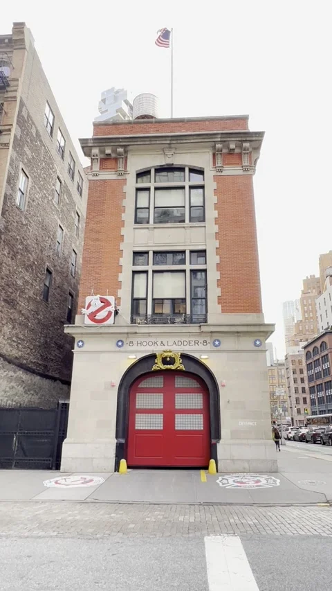 Ghostbusters Firehouse Hook and Ladder 8 Gate Opening - NYC Stock Footage 328297718