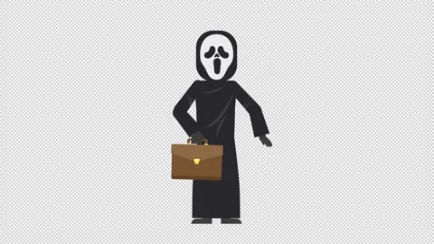 Ghostface Waving with Briefcase Stock Footage 205059210
