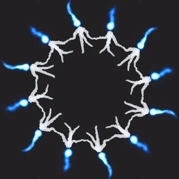 Ghostly Circle – Paranormal Wisp Specters Holding Hands Illustration Stock-Illustration