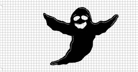 Ghostly figure with outstretched arms over grid background animation Stock Footage 305221816