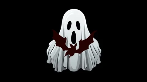 Ghostly figures with bats on black background for halloween Stock Footage 337319316
