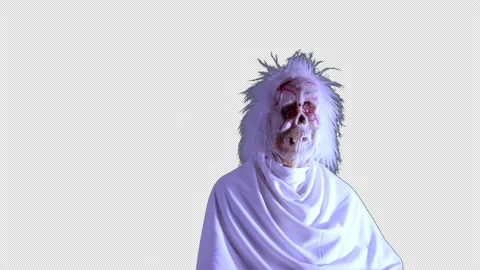 Ghostly robed figure appears on screen -  includes alpha channel Stock-Footage 139438981