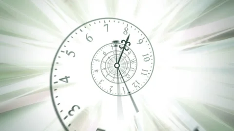 Ghostly Time Spiral Clock Face Infinity Rotation Stock Footage 220286602