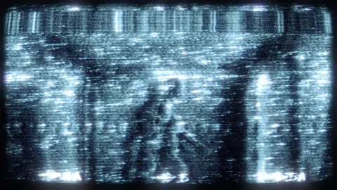 Ghostly Walking Figures distorted footage Stock Footage 263890441