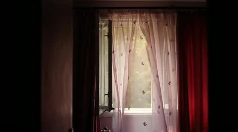 Ghostly Wind Blows Away Curtains Video stock 11866258