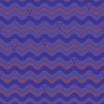 Ghosts emerging from water seamless vector pattern Stock Illustration