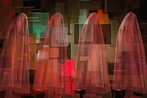 Ghosts Ghostly figures and geometric art Copyright: xZoonar.com/BrucexRolf... Stock Photos