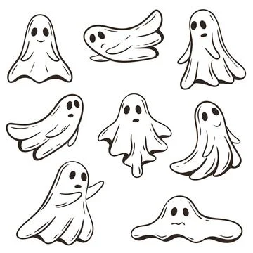 Ghosts hand drawn set clip art illustrations イラスト素材