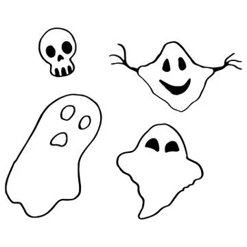 Ghosts icon set on white isolated backdrop. Stock Illustration