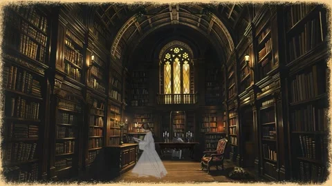 Ghosts in the Library, Perfect Loop, Classic Spooky Dark Ambient Scene Stock Footage 304859785