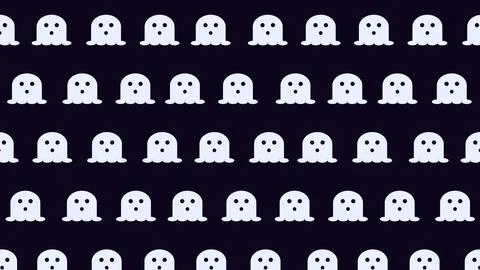 Ghosts pixel art pattern repeating grid design on dark background 库存插图