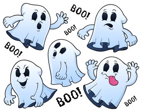 Ghosts thematic set - eps10 vector illustration. Stock Illustration