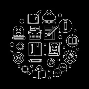 Ghostwriter vector round illustration on dark background Stock Illustration