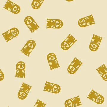 Ghoul ghost glyph vector seamless pattern Stock Illustration