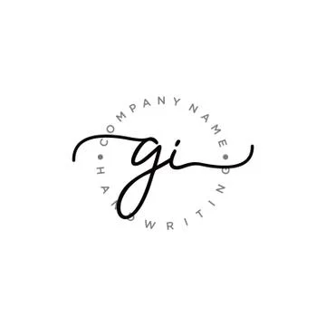 GI Initial handwriting logo design Illustrazione stock