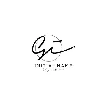 GI Initial handwriting logo design Stock Illustration