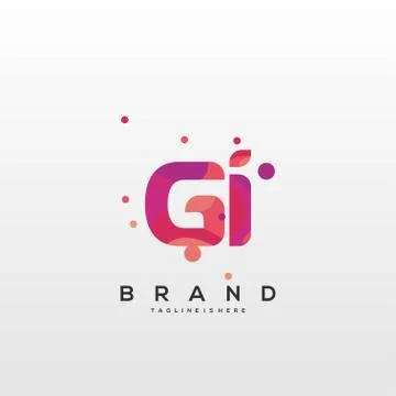 GI initial logo With Colorful template vector. Ilustração Stock