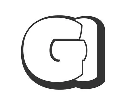 GI logo, bubble comic lettering, rounded in graffiti style black and white .. Stock Illustration