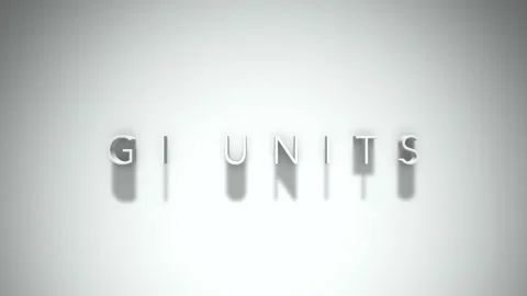 Gi units 3D title animation with shadows on a white background Stock Footage 297272685