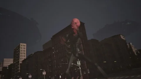 The giant alien shows off his strength like a champThe giant alien shows off Stock Footage 286809095