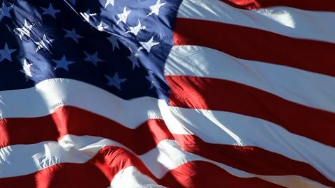 Giant American flag waves Stock Footage 108938445