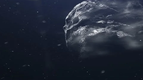 Giant Asteroid and Meteors Heading to Planet Earth Stock Footage 142737308